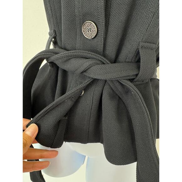 Diane von Furstenberg Black Knit Belted Button Top Size 6 - Picture 3 of 7